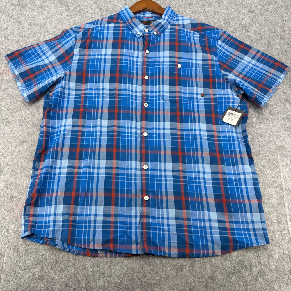 Mountain Hardwear Mens XL Minorca SS Plaid Button Down Shirt OM7480 Blue
